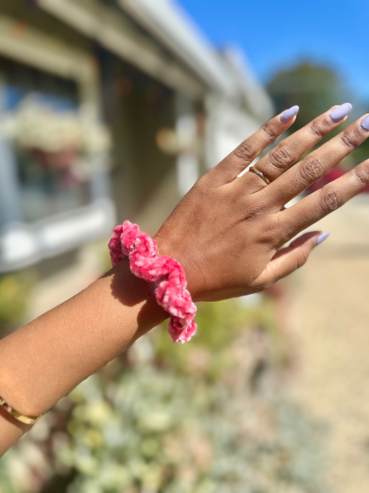 Handmade Velvet Crochet Scrunchie, Customizable Hair Accessory