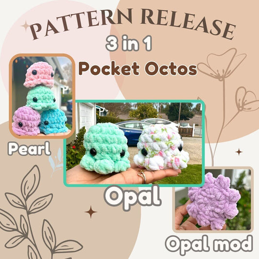 Pocket Octo Crochet Pattern: 3-in-1 No Sew Bundle (PDF Pattern)