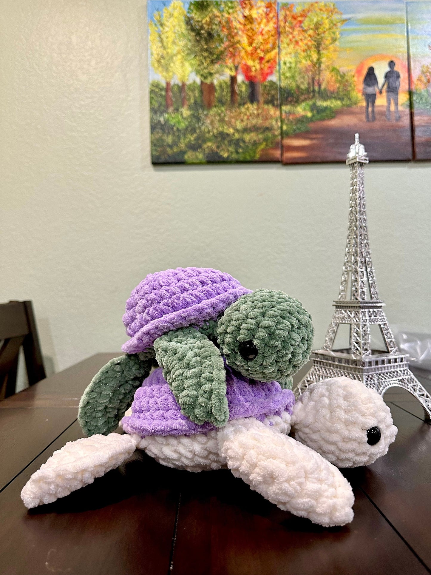 Customizable Crochet Sea Turtle Plushie: Medium Size Amigurumi